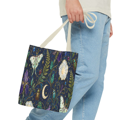 Moonlit Menagerie Garden | Celestial Botanical Tote Bag