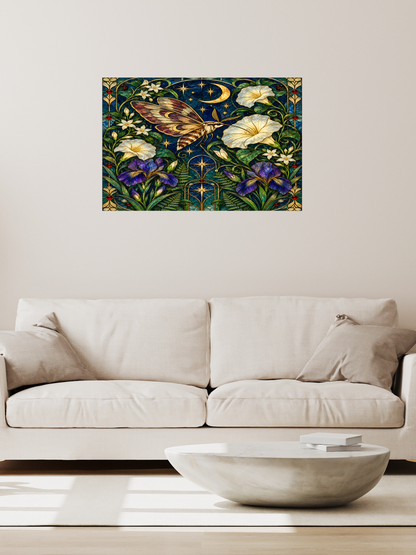 Moonlit Moth Botanical Canvas 16 x 12" and 32 x 24"