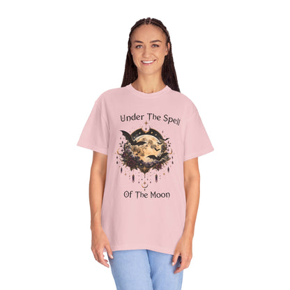 Moonlit Enchantment T-Shirt | Gothic Celestial Moon & Bats Graphic Tee