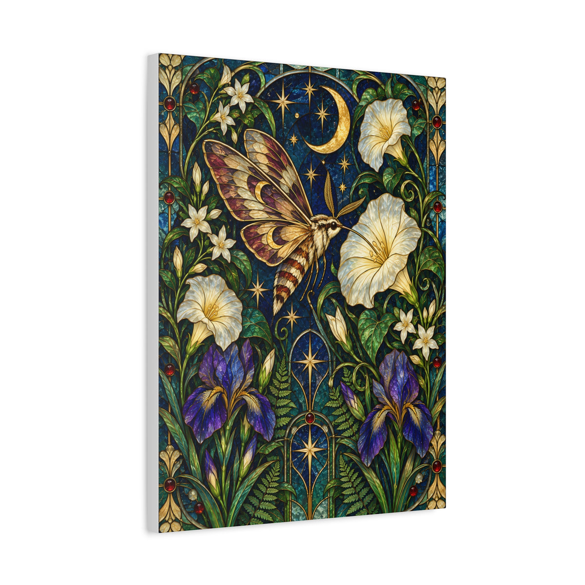 Moonlit Moth & Floral Botanical Print - 5 sizes