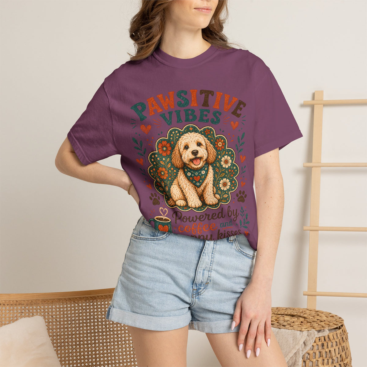 Pawsitive Vibes | Coffee & Puppy Kisses Dog Lover T-shirt
