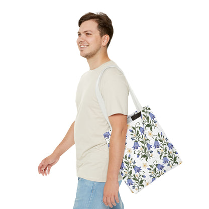 Bluebell Floral Tote Bag – All-Over Print Reusable Canvas Tote