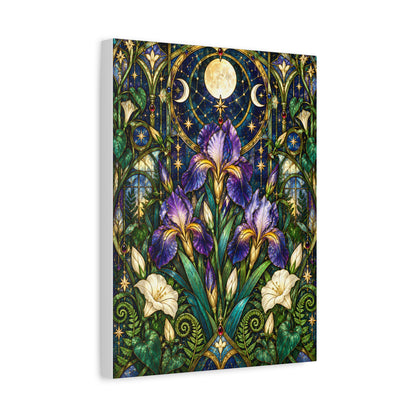 Midnight Iris Floral Cathedral Canvas Wall Art — 5 sizes