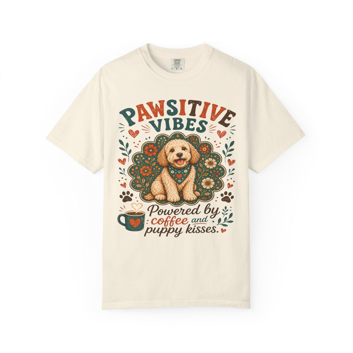 Pawsitive Vibes | Coffee & Puppy Kisses Dog Lover T-shirt