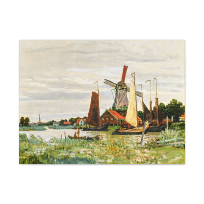 Claude Monet Dutch Windmill Wall Art | Zaandam Impressionist Landscape Print
