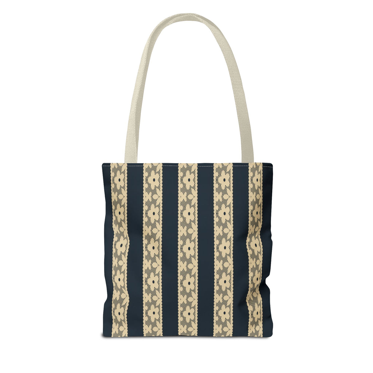 Lace Floral Yellow Black Stripe Tote Bag