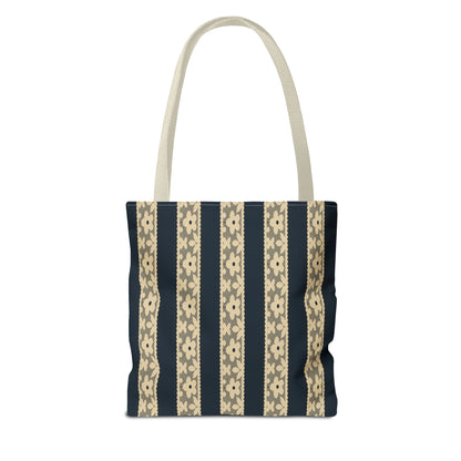 Lace Floral Yellow Black Stripe Tote Bag