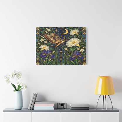 Moonlit Moth Botanical Canvas 16 x 12" and 32 x 24"