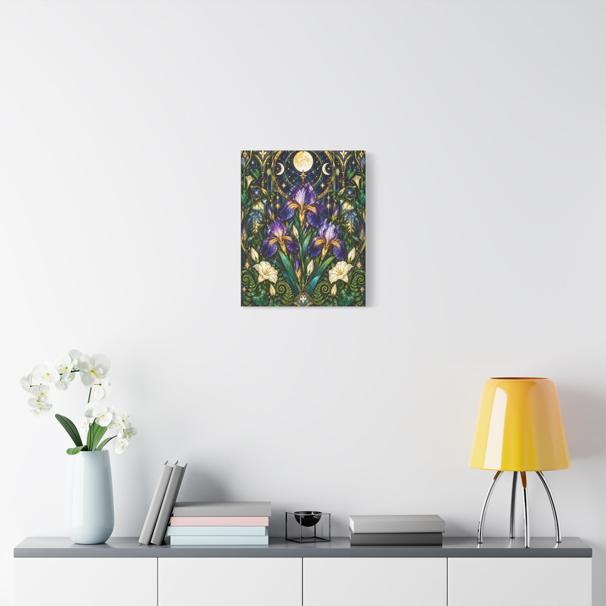 Midnight Iris Floral Cathedral Canvas Wall Art — 5 sizes