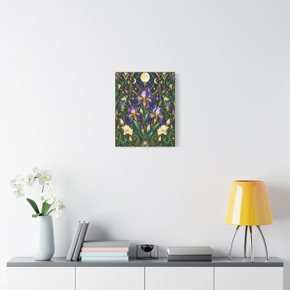 Midnight Iris Floral Cathedral Canvas Wall Art — 5 sizes