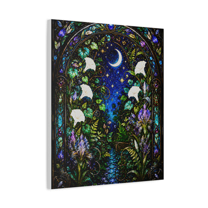 Moonlit Garden Passage | Stained Glass Botanical Wall Art