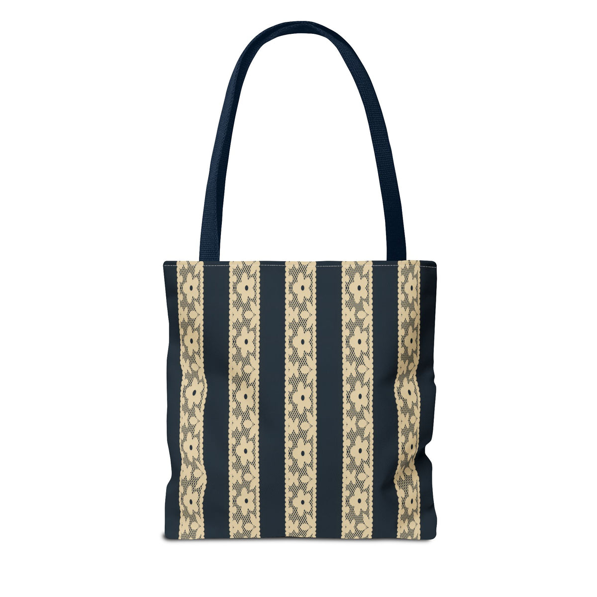 Lace Floral Yellow Black Stripe Tote Bag