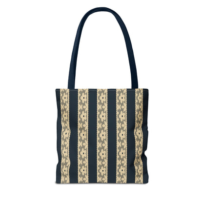Lace Floral Yellow Black Stripe Tote Bag