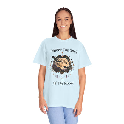 Moonlit Enchantment T-Shirt | Gothic Celestial Moon & Bats Graphic Tee