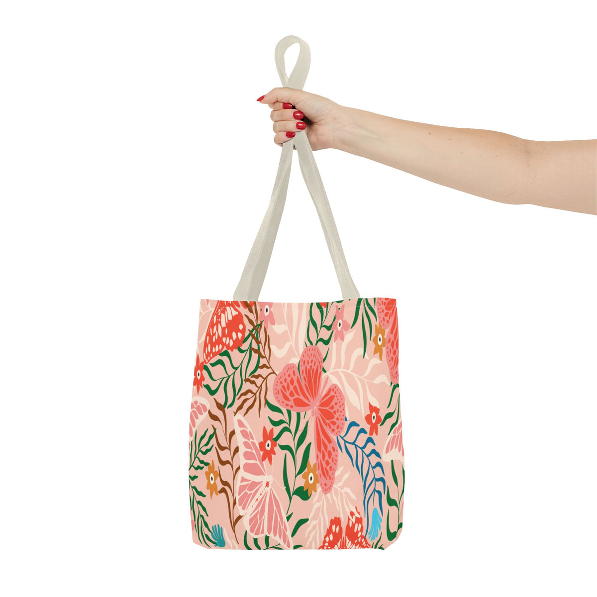 Floral Pattern Tote Bag — Pink Botanical All-Over Print