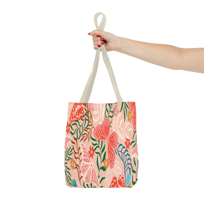 Floral Pattern Tote Bag — Pink Botanical All-Over Print