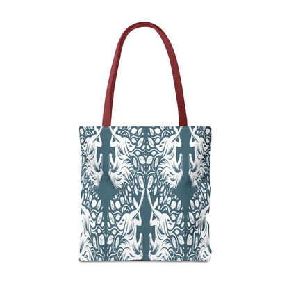Abstract Teal Symmetry Tote Bag — All-Over-Print Artistic Pattern