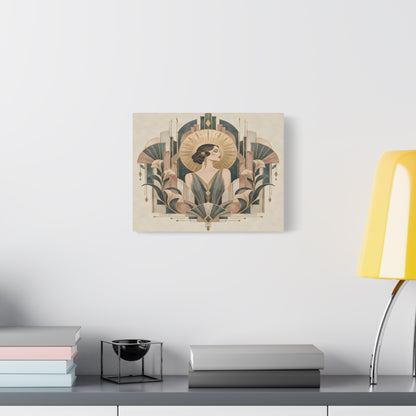 Golden Muse Art Deco Woman Wall Art | Teal & Gold Vintage Glamour Print