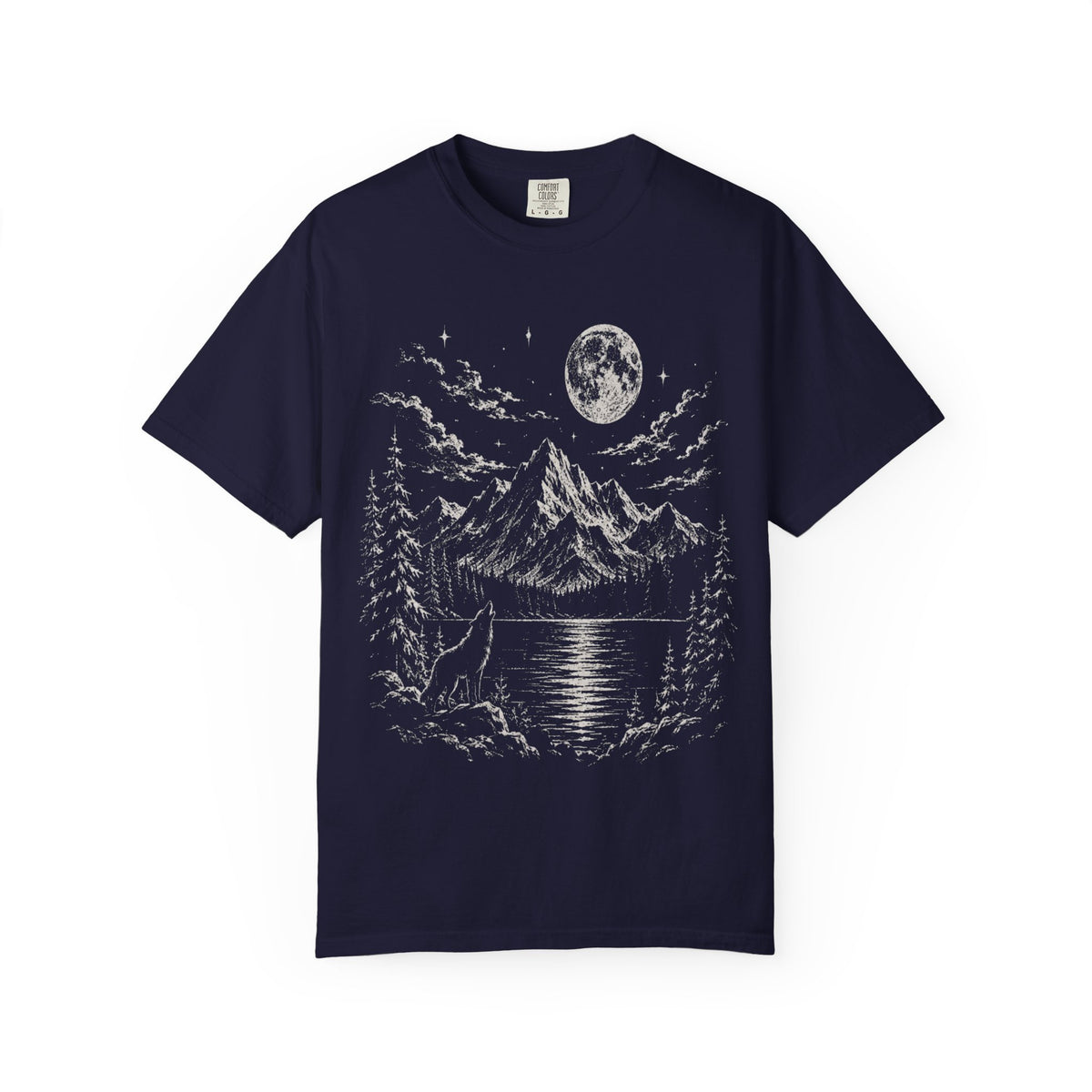 Vintage Wolf Moon T-Shirt – Howling Wolf Mountain & Forest Graphic Tee