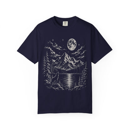 Vintage Wolf Moon T-Shirt – Howling Wolf Mountain & Forest Graphic Tee