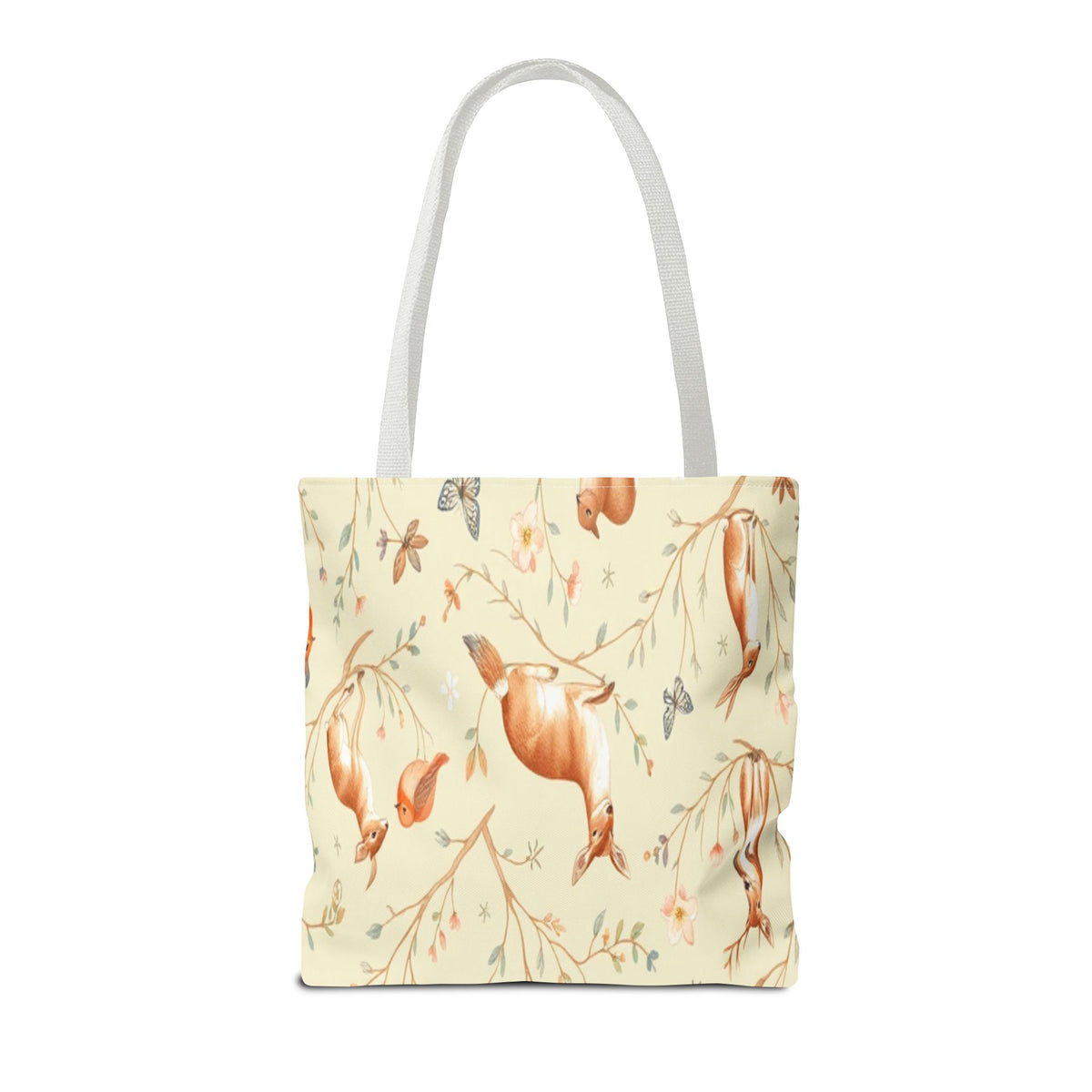 Floral Woodland Tote Bag - Deer & Birds Pattern