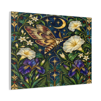 Moonlit Moth Botanical Canvas 16 x 12" and 32 x 24"