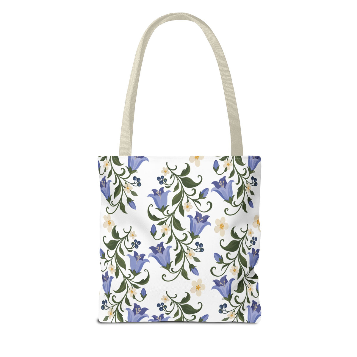 Bluebell Floral Tote Bag – All-Over Print Reusable Canvas Tote