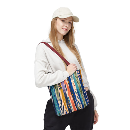 Colorful Abstract Botanical Stripe Tote Bag