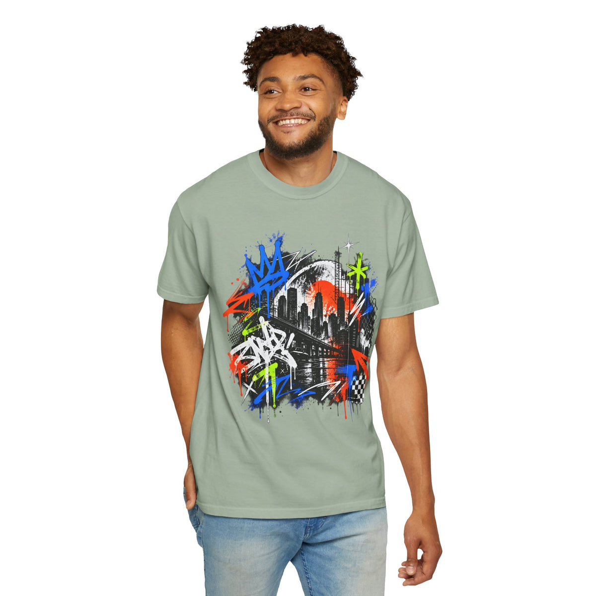 Urban Neon Graffiti Cityscape Streetwear T-Shirt