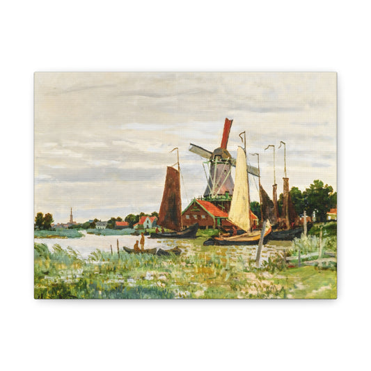 Claude Monet Dutch Windmill Wall Art | Zaandam Impressionist Landscape Print