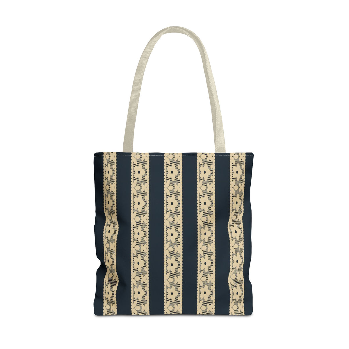 Lace Floral Yellow Black Stripe Tote Bag