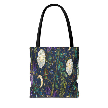 Moonlit Menagerie Garden | Celestial Botanical Tote Bag