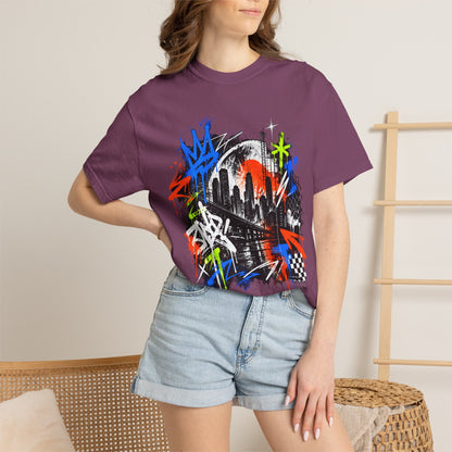 Urban Neon Graffiti Cityscape Streetwear T-Shirt
