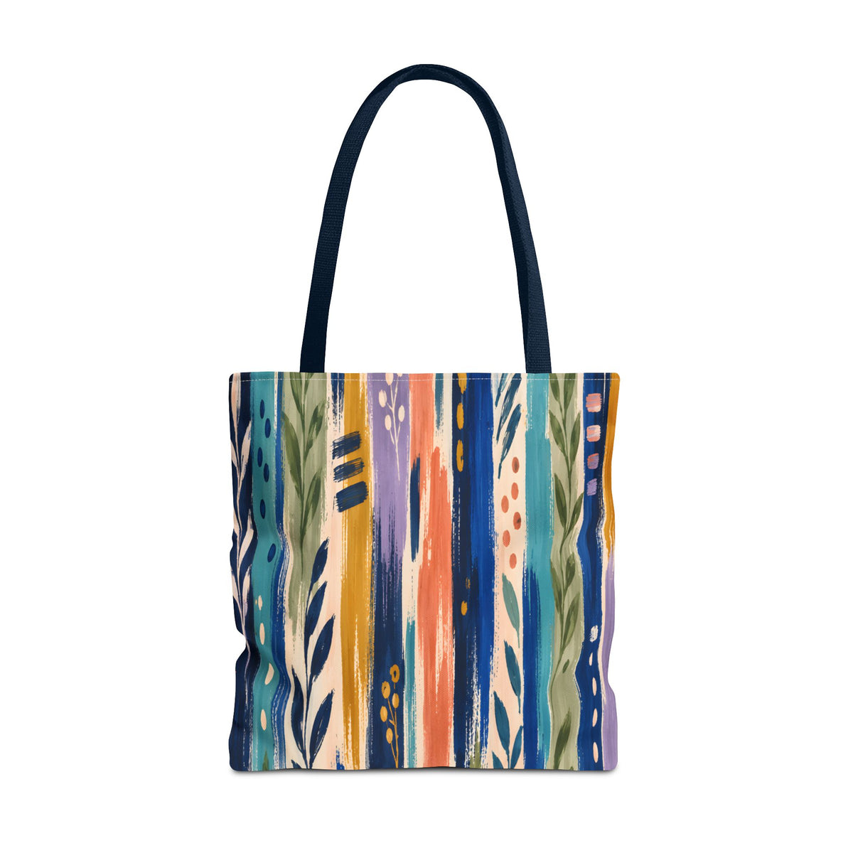 Colorful Abstract Botanical Stripe Tote Bag