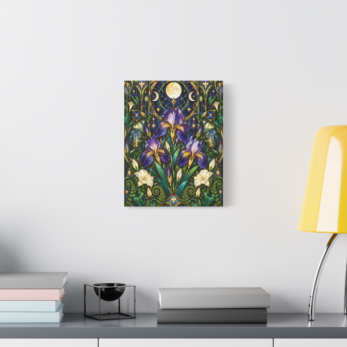 Midnight Iris Floral Cathedral Canvas Wall Art — 5 sizes