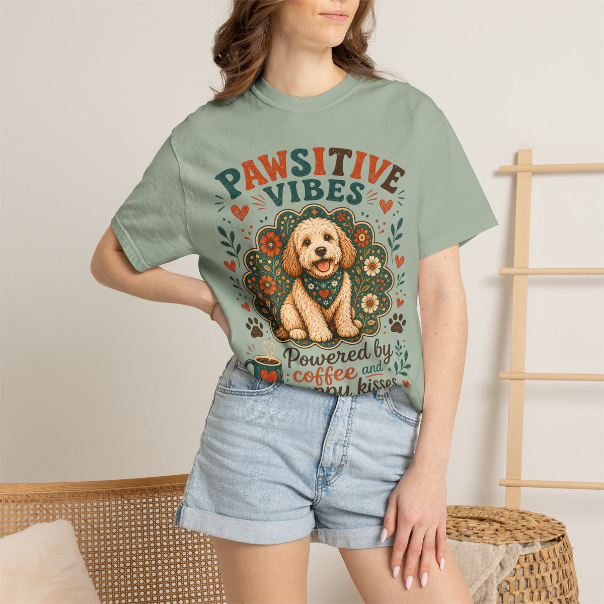 Pawsitive Vibes | Coffee & Puppy Kisses Dog Lover T-shirt