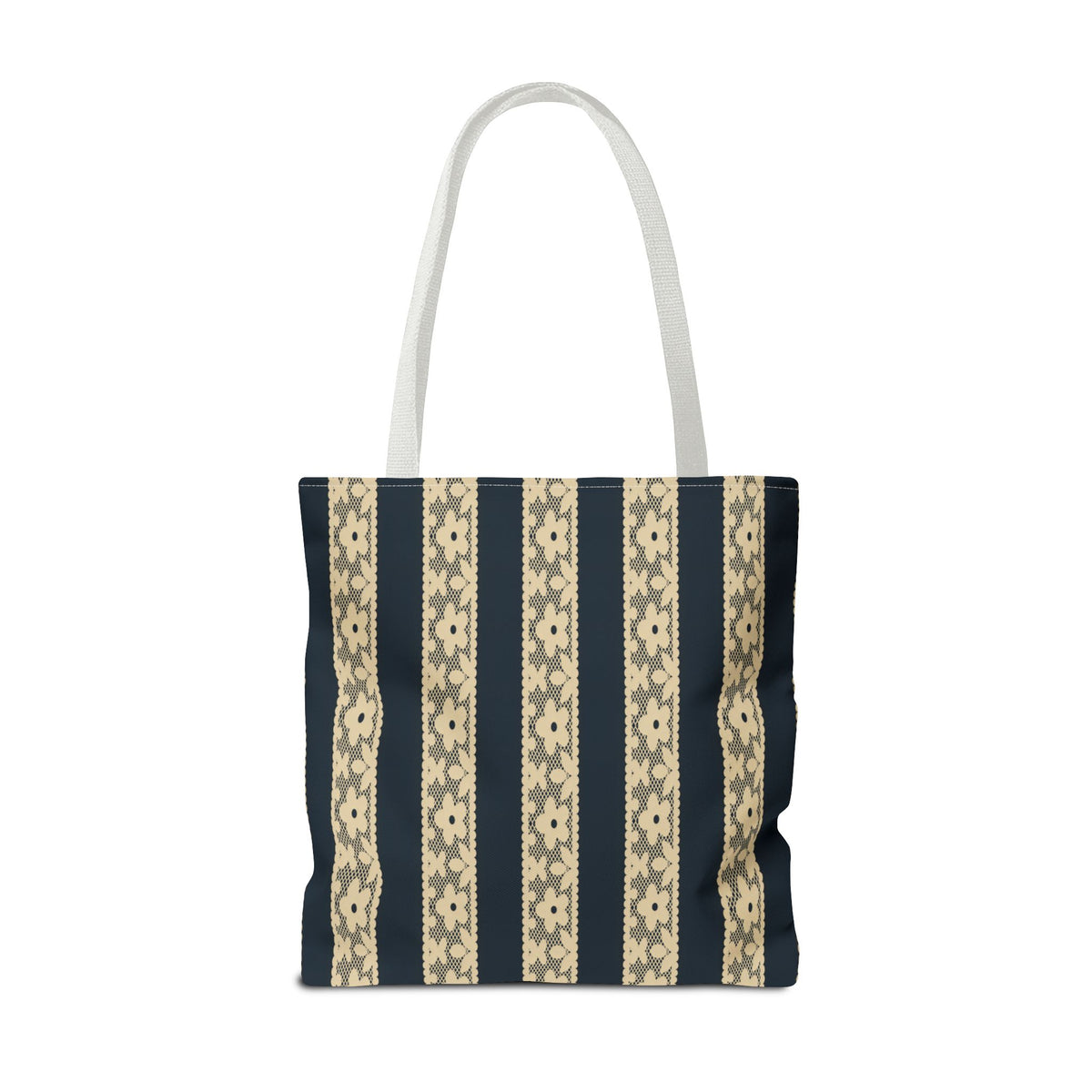Lace Floral Yellow Black Stripe Tote Bag