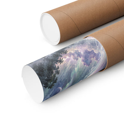 Celestial Dolphin’s Aurora Leap – Mystical Watercolor Wall Art