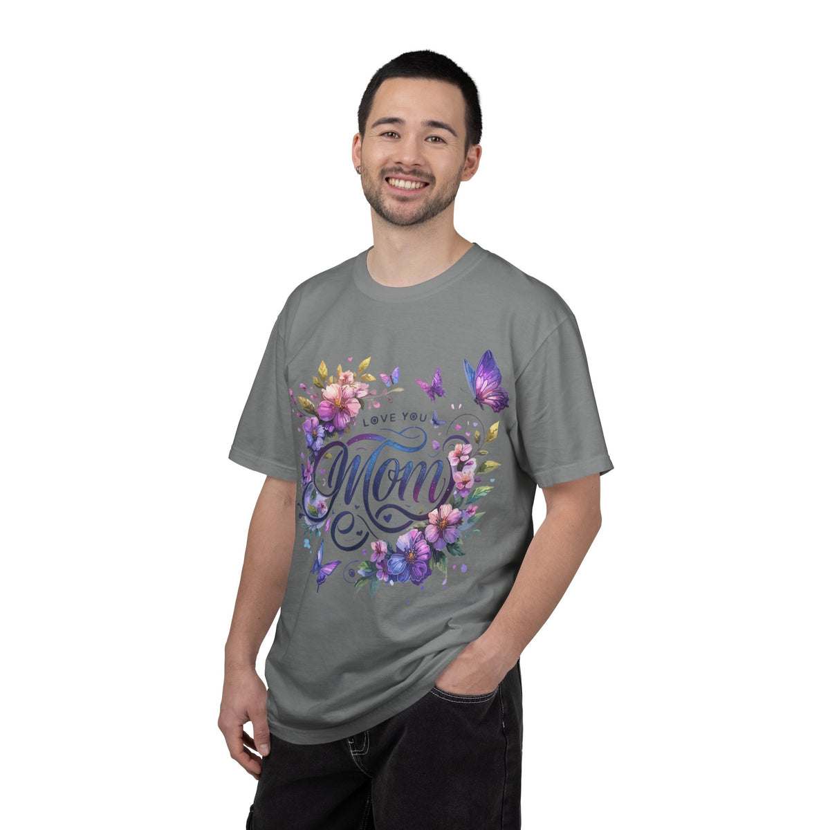 Love You Mom Floral Butterfly Gift Design