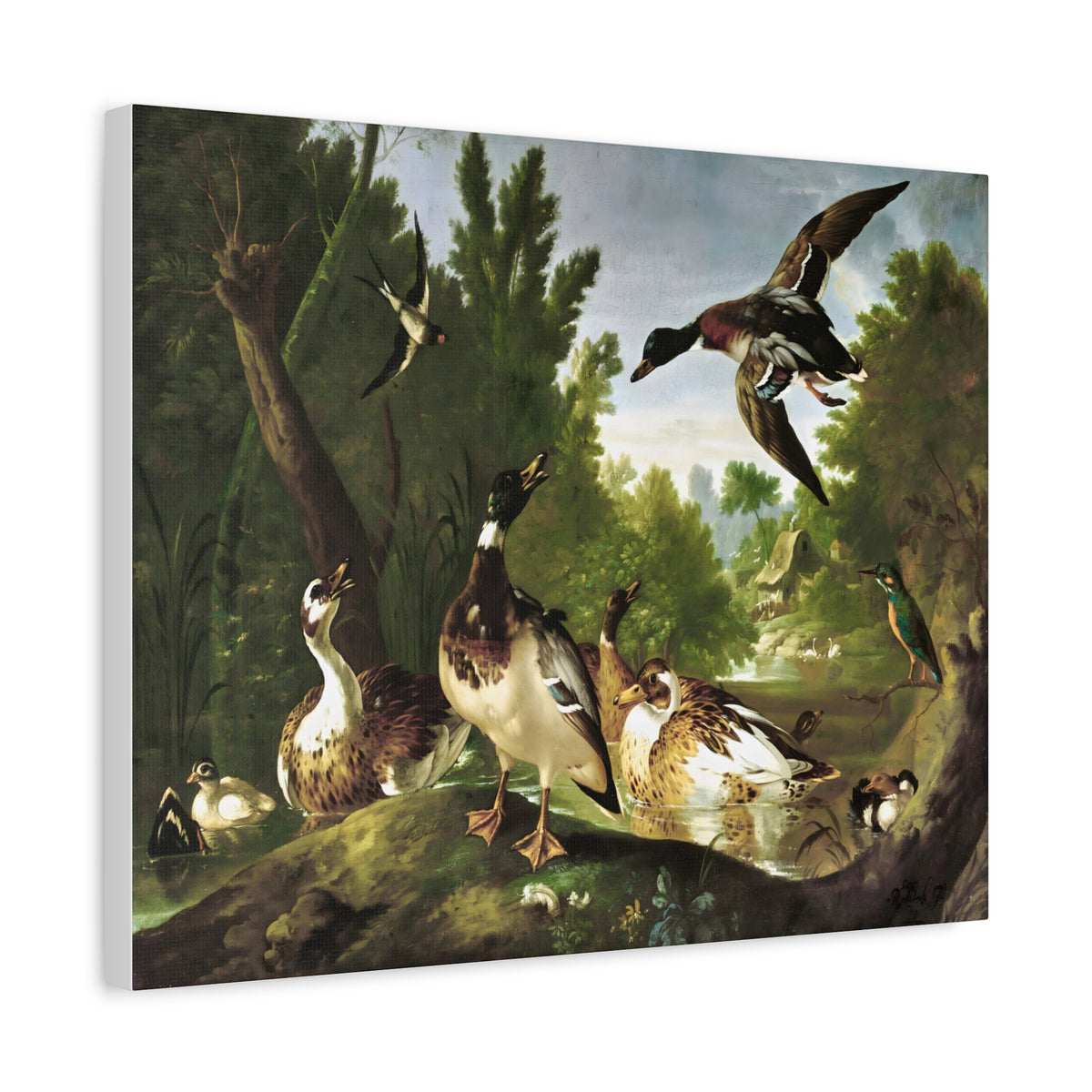 Vintage Ducks & Kingfisher Wall Art | Antique Woodland Bird Painting
