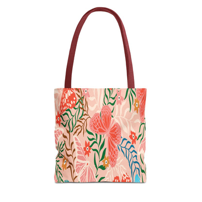 Floral Pattern Tote Bag — Pink Botanical All-Over Print