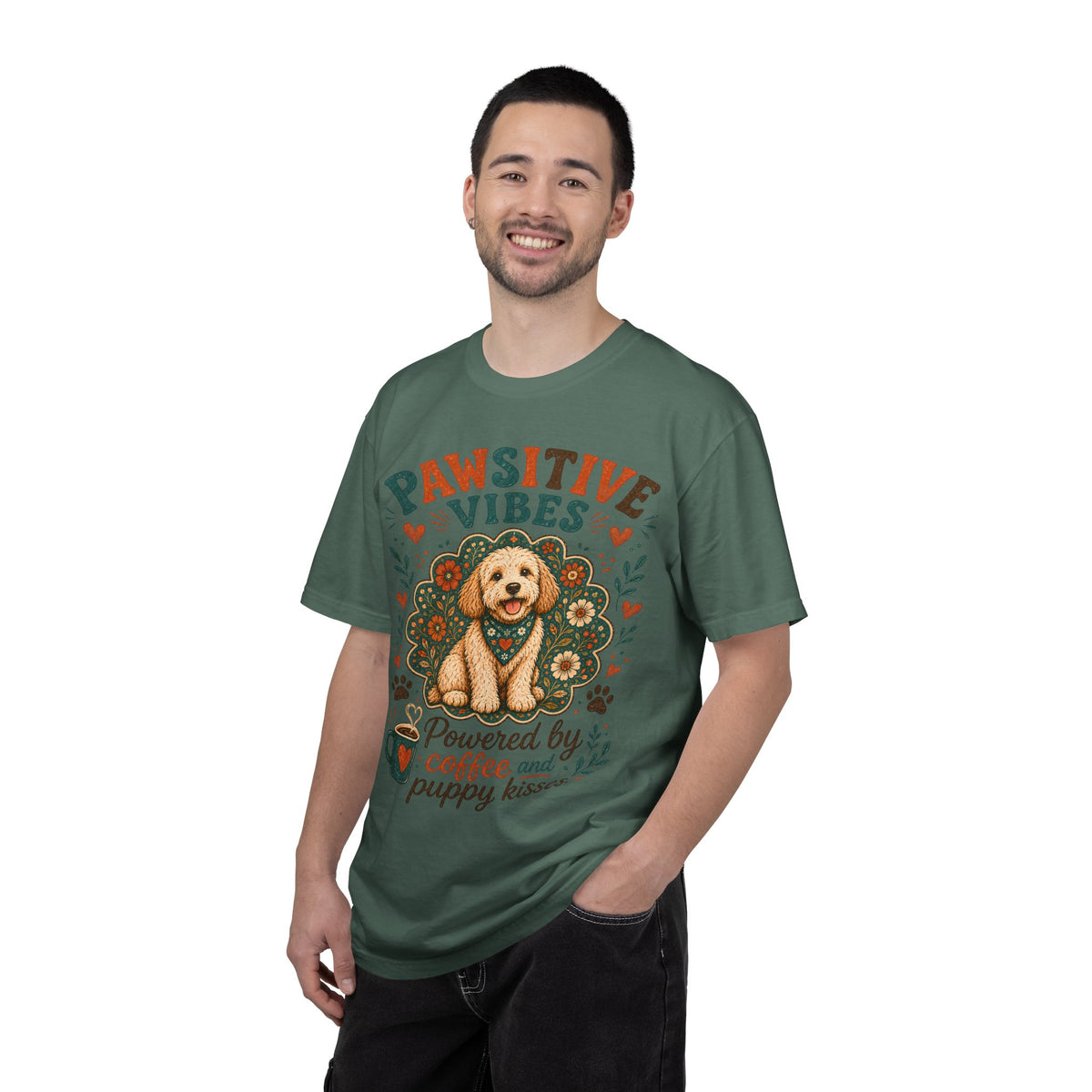Pawsitive Vibes | Coffee & Puppy Kisses Dog Lover T-shirt