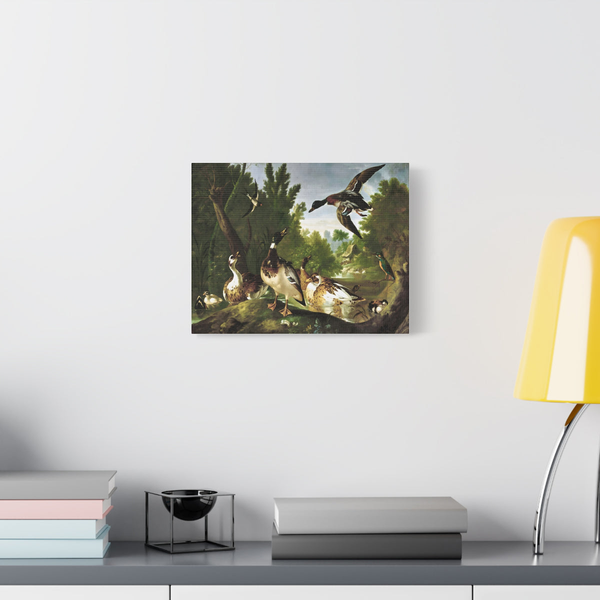 Vintage Ducks & Kingfisher Wall Art | Antique Woodland Bird Painting