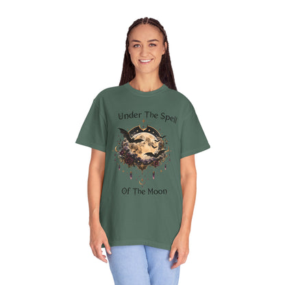 Moonlit Enchantment T-Shirt | Gothic Celestial Moon & Bats Graphic Tee