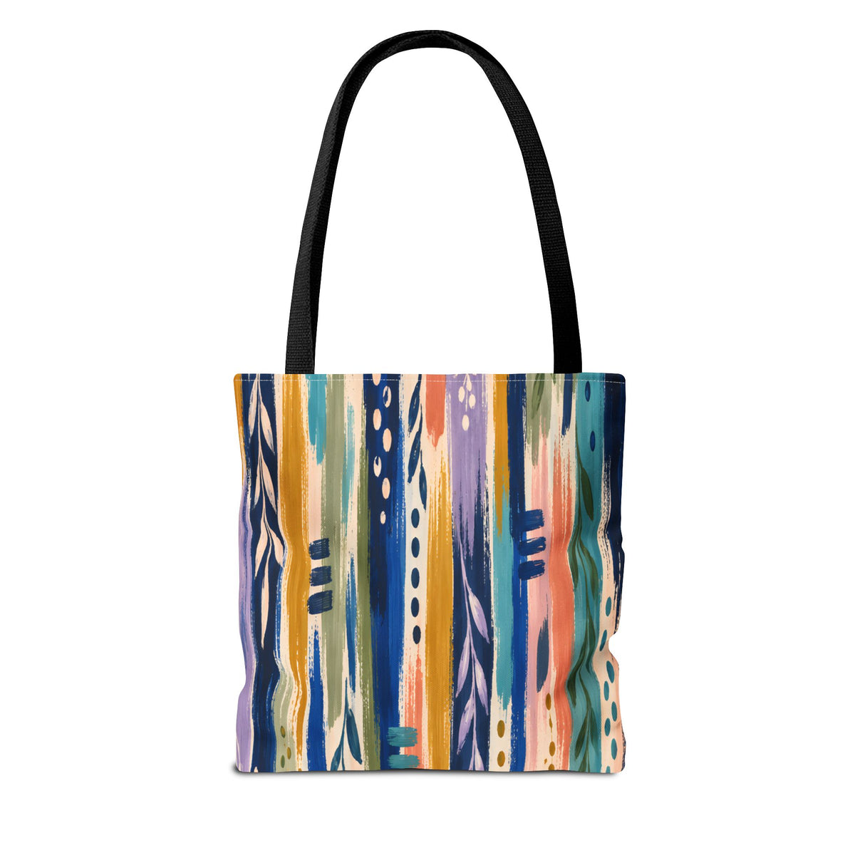 Colorful Abstract Botanical Stripe Tote Bag