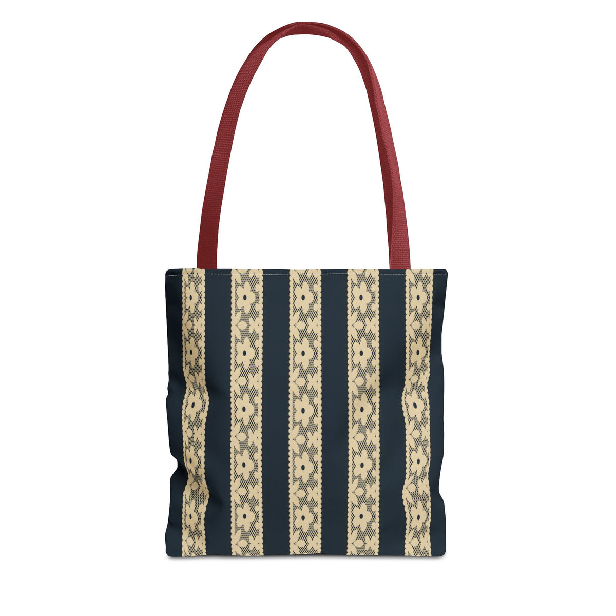 Lace Floral Yellow Black Stripe Tote Bag