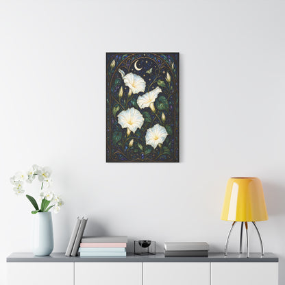 Moonlit Morning Glories Matte Canvas Print 20 x 30