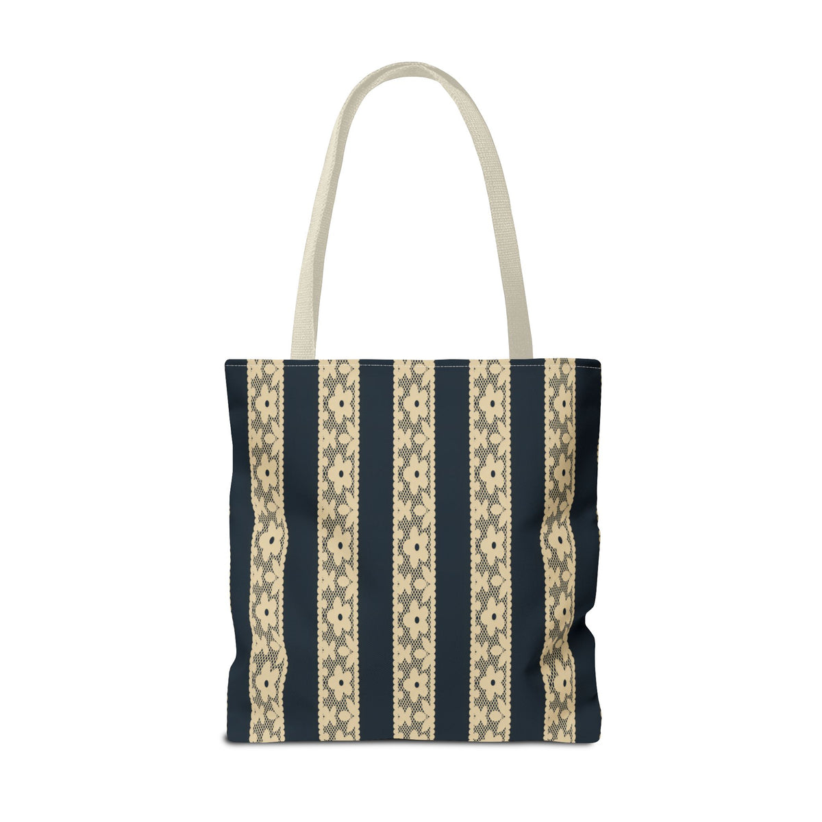 Lace Floral Yellow Black Stripe Tote Bag