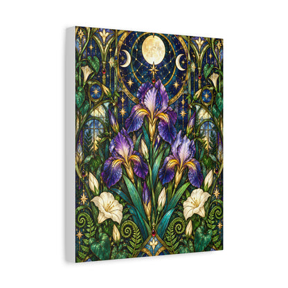 Midnight Iris Floral Cathedral Canvas Wall Art — 5 sizes