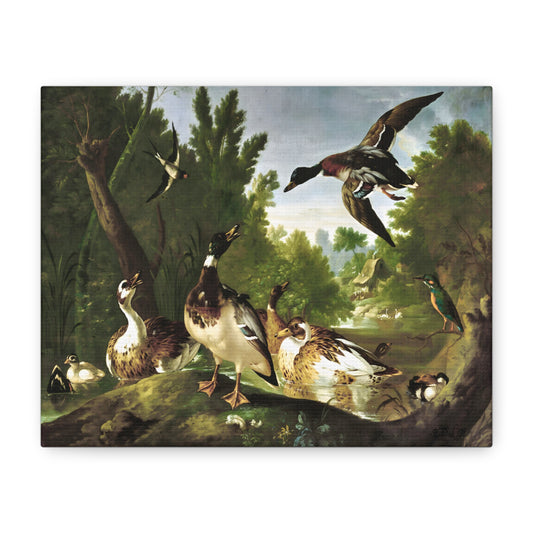 Vintage Ducks & Kingfisher Wall Art | Antique Woodland Bird Painting